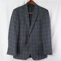 Kenneth Cole 40R Gray Plaid Wool 2Btn Blazer Suit Sport Coat - £44.31 GBP