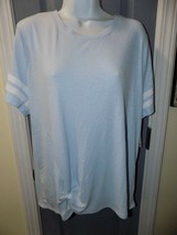 So Periwinkle Cream Short Sleeve Varsity Twist Front Shirt Size XXL Women&#39;s NEW - £14.00 GBP