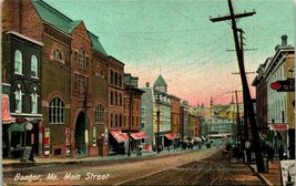 Vtg Cartolina 1910s Bangor Maine Me Principale Street Sporco Vista Leighton Co - £12.02 GBP