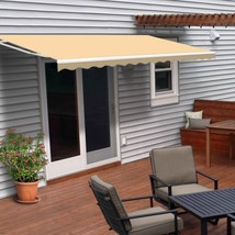 ALEKO Retractable Patio Awning 10 X 8 Ft Deck Sunshade Ivory Color - £300.54 GBP