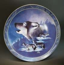 Spirit of The Wilderness Blue Porcelain Art Plate Wolves Blue Brotherhood Wolf - £9.38 GBP