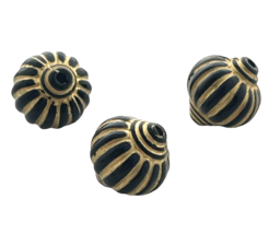 25 Beads 14mm Lantern Opaque Black Gold Plated Inlay Embossed Resin Beads - £3.95 GBP