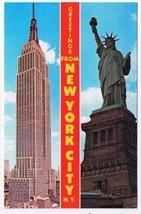 New York Postcard New York City Empire State Building Statue of Liberty - £1.69 GBP