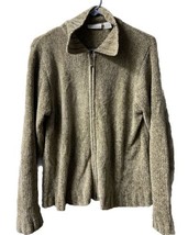 Croft &amp; Barrow Womens M Tan Soft Full Zip Cardigan Sweater Mock Neck - $10.38