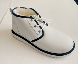 UGG Neumel Leather Sheepskin Lace Up Ankle Chukka Boots Mens Size 13 White Black - £67.77 GBP