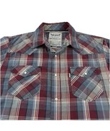 Levis Western Pearl Snap Shirt Mens Medium Plaid White Tab Long Sleeve  - $24.49