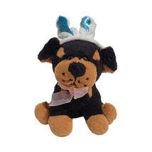 Doberman Pinscher Black Brown Dog Dan Dee Easter Bunny 7&quot; dog puppy plush toy - £6.32 GBP