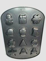 Wilton Christmas Cookie Pan Non Stick Shapes Mold 12 Cavity Holiday Baking Desig - £16.89 GBP