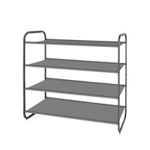 4-Tier Shoe Rack, Fabric Shoe Shelf For Closet Bedroom Entryway (Dark Grey) - $32.99