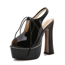 Newly 14cm Extreme High Heels Women Platforms Sandals Lace Up Peep Toe Sexy Pole - £61.63 GBP