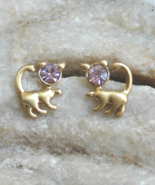 Cat earrings, stud cat earrings, gold cat earrings (E525) - £3.98 GBP