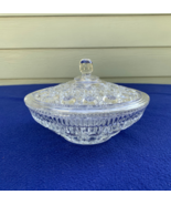 Federal Glass Button &amp; Cane Windsor clear lg candy dish, covered bowl vt... - £11.42 GBP