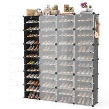 Portable Shoe Rack Organizer With Door, 96 Pairs Shoe Storage Cabinet Easy Assem - £210.38 GBP