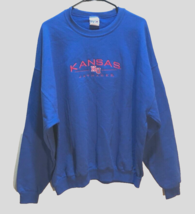 Kansas Jayhawks NCAA Vintage 90s Blue Big 12 Basketball Sewn Sweatshirt 2XL - £17.39 GBP