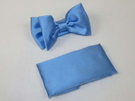 Men's Satin Silky Bow Tie Hankie by J.Valintin Collection #Bow Sky Blue image 2