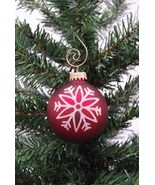Red Glitter Snowflake 2-5/8" Matte Glass Ball Christmas Ornament - £7.82 GBP