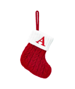 Personalized Letter A Christmas Knitted Sock Ornament Xmas Stocking Deco... - €11,15 EUR