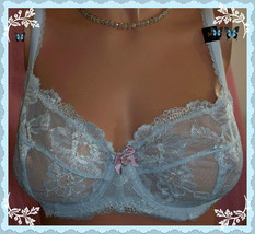 34B Blue Silver SHINE Shimmer Lace Body by Victorias Secret unLined DEMI UW Bra  - £31.89 GBP