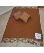Rae Dunn Throw Blanket Burnt Orange W/ Fringe &amp; Pillow Set 3pc Set Autum... - $655.95 MXN