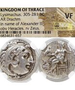 ALEXANDER the Great NGC VF Coin Herakles/Zeus LION Crescent Colophon min... - $493.05