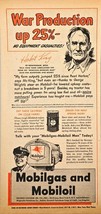 WWII-1944 VTG Print Ad-MOBILGAS and MOBILOIL-War Production up 25%-Herbe... - £9.39 GBP