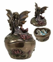 Ebros Art Nouveau Water Lily Fairy Small Trinket Decorative Jewelry Box 3&quot;H - £13.42 GBP