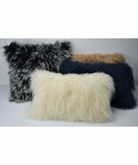 Tibetan lamb fur pillow Cover Mongolian lamb fur pillow -  Beige -12&quot;x 20&quot;  - €60,37 EUR+