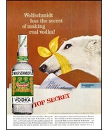 Wolfschmidt&#39;s Vodka PRINT AD White Dog with Ribbon Around Mouth &quot;Top Sec... - €6,56 EUR