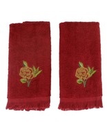 The Avanti Look 100% Cotton Fringe Rose Floral Fingertip Towels (2) Dark... - $23.05 CAD