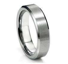 NEW! Tungsten Carbide Wedding Band Ring Brushed Silver/Satin Mens 6MM Size 6.5 - £11.86 GBP