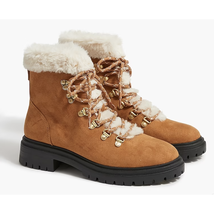 J Crew Factory Faux-Fur Winter Hiking Boots | Womens 9.5, Chestnut Brown - £44.74 GBP
