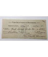 Union Trust Co HARRISBURG PENNA 1927 Cancelled Check 1927 WEST SHORE AUTO - £8.48 GBP