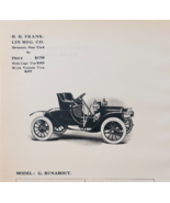 1908 H.H. Franklin MFG Model G Runabout Catalog Advertisement Automobili... - $568.44 MXN
