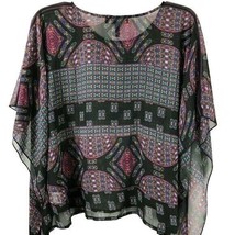 Boho Shirt Womens XS S Jessica Simpson Peasant Pullover Top Pink Butterf... - $15.00