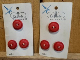 Vintage La Mode Button Couture Collection 3 on Card Red 3/4&quot; Made in Hol... - £17.06 GBP