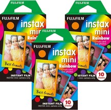 Fujifilm Instax Mini Instant Rainbow Film, 10 Sheets, 3 Value Set - £36.01 GBP