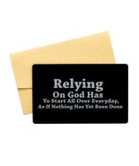 Motivational Christian Black Aluminum Card, Relying On God Has to Start ... - £13.04 GBP
