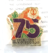 VTG San Diego Zoo Tiger Animal 75th Birthday 1916-1991 Pin Souvenir Wells Fargo - $11.69