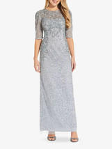 Adrianna Papell Long Beaded Dress With Draped Sleeves In Glacier    4    $349 - £193.91 GBP