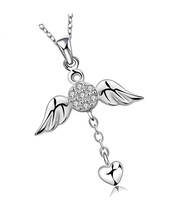 Treasures Angel Wing Cross Lariat 18 Silver - £31.68 GBP