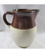 Pitcher Roseville Jug Brown White Stoneware Authentic 6 1/2&quot; 32 Oz. USA ... - £26.05 GBP