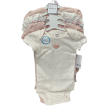 Carters Baby Girls 5 Pack Bodysuit Set Short Sleeve Pink And Ivory 9 Mo New - £13.66 GBP