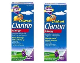 Children&#39;s Claritin 24 Hour Non-Drowsy Allergy Grape Syrup - 4 oz Pack of 2 - £12.65 GBP