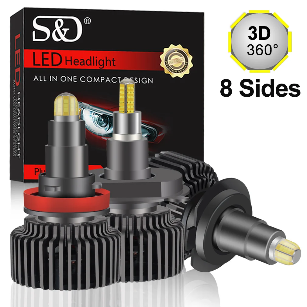 2Pcs CSP 8 Sides 3D 360 H7 Led Car Headlight Bulbs 20000LM H11 H4 H1 HB3 9005 HB - £172.67 GBP