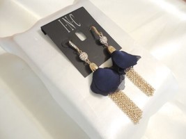 INC International Concept Gold Tone Crystal Bead Fabric Flower Earrings A707 $29 - £8.27 GBP