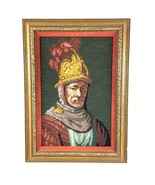 Vintage Crewel Art Rembrandt Man Golden Helmet Gold Frame Needlepoint Kn... - $115.63 CAD