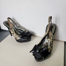 Womens Shoes High Heels Size 6.5 M Snake Design Black Bow - $24.50