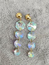 Vintage 90’s Avon Crystal Like Dangle Earrings Pair 3&quot; Long - $9.58