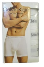 5 PAIR GENUINE CALVIN KLEIN SIZE XXL 2XL WHITE  100% COTTON BOXER BRIEFS - £35.89 GBP