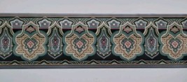 Sanitas Pre-pasted Decorative Border - Gray Silver Pink Teal - 5 yds - $8.90